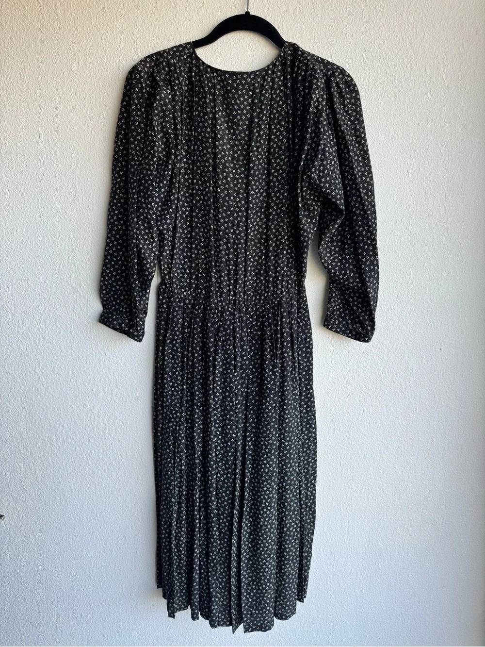 Vintage Franck Olivier Paris silk floral pleated midi dress